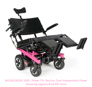 Big bounder1000 power tilt indipendent power legrests ss art arms pink